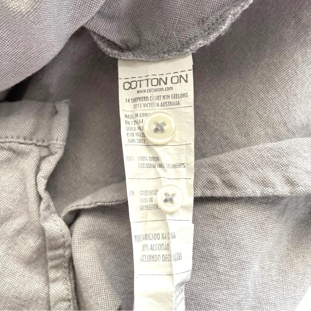 Cotton On CLASSIC FIT Light Gray Casual Button Down Shirt Long Sleeve. - Picture 5 of 7
